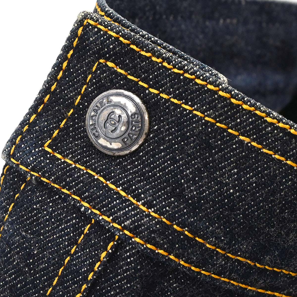 Chanel 1997 Single Breasted Sleeveless Vest Denim Jacket Indigo #38