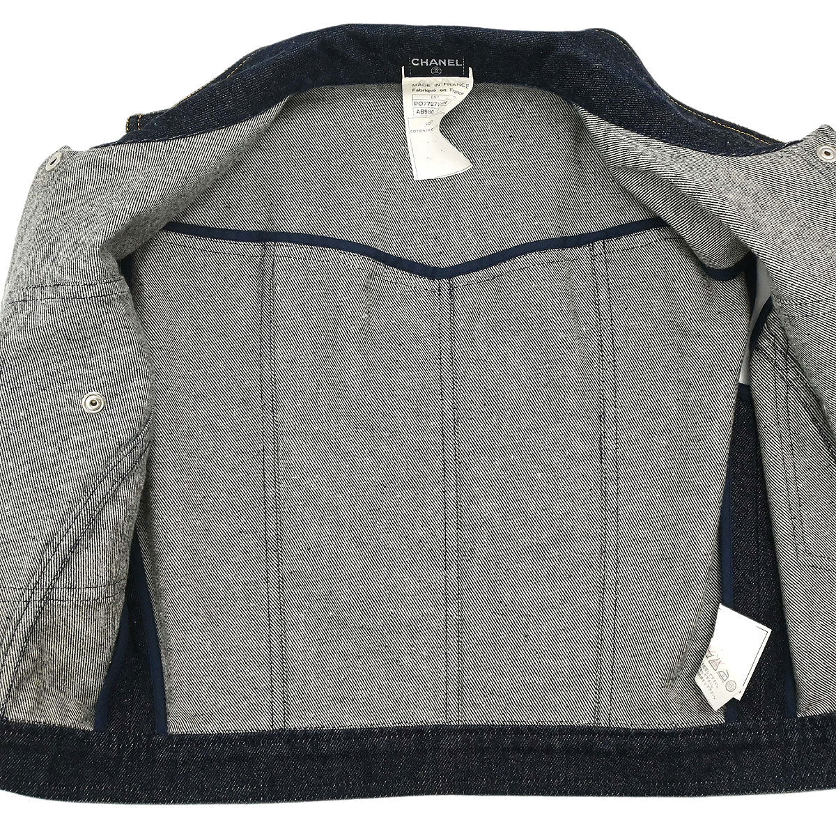 Chanel 1997 Single Breasted Sleeveless Vest Denim Jacket Indigo #38
