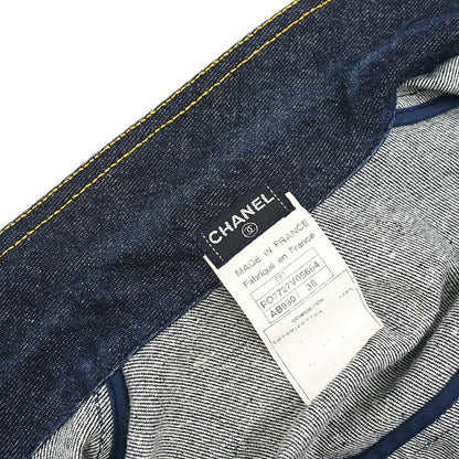 Chanel 1997 Single Breasted Sleeveless Vest Denim Jacket Indigo #38