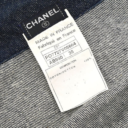 Chanel 1997 Single Breasted Sleeveless Vest Denim Jacket Indigo #38