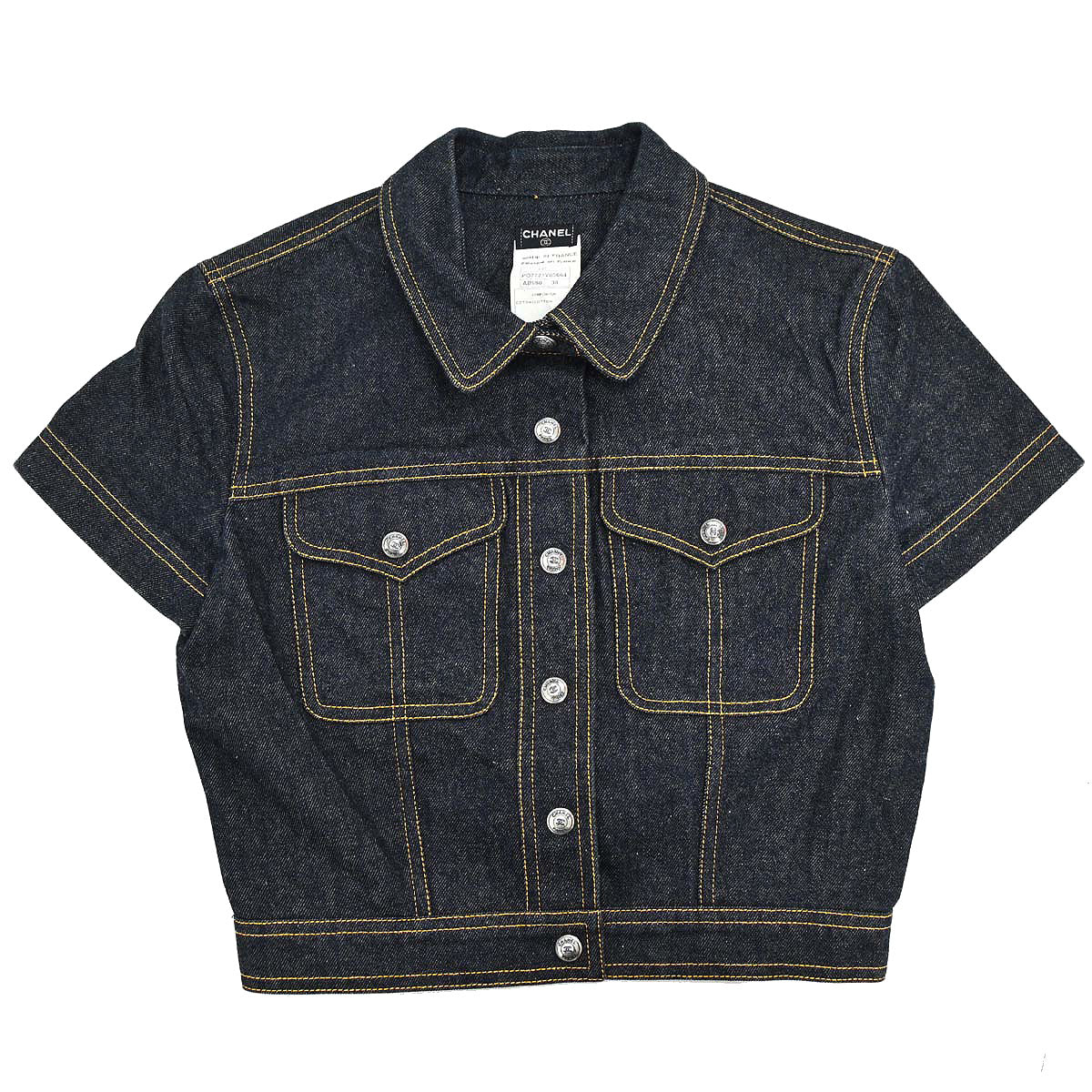 Chanel 1997 Single Breasted Denim Jacket Indigo #38