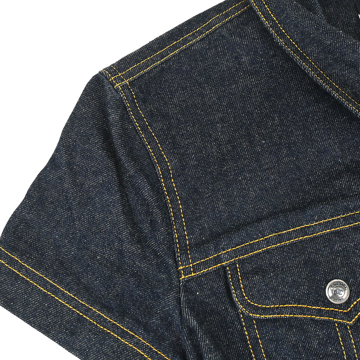 Chanel 1997 Single Breasted Denim Jacket Indigo #38