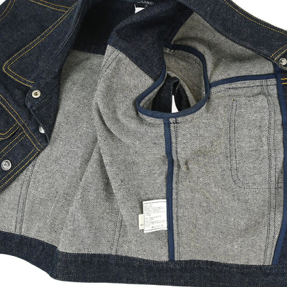 Chanel 1997 Single Breasted Denim Jacket Indigo #38