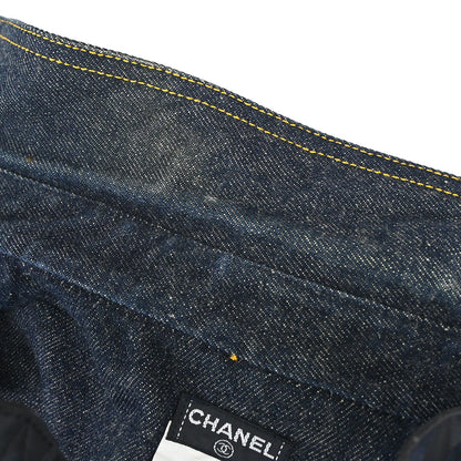 Chanel 1997 Single Breasted Denim Jacket Indigo #38