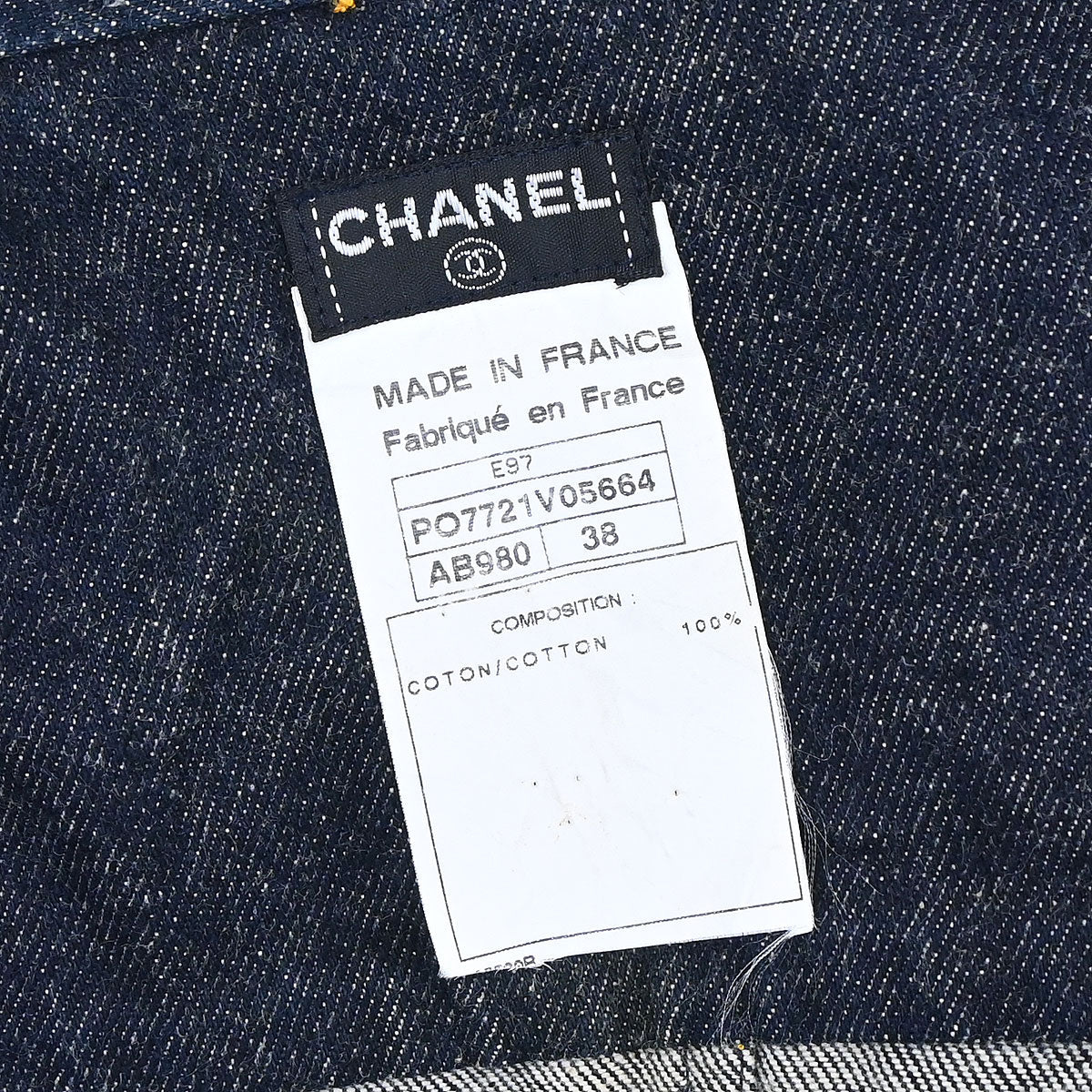 Chanel 1997 Single Breasted Denim Jacket Indigo #38