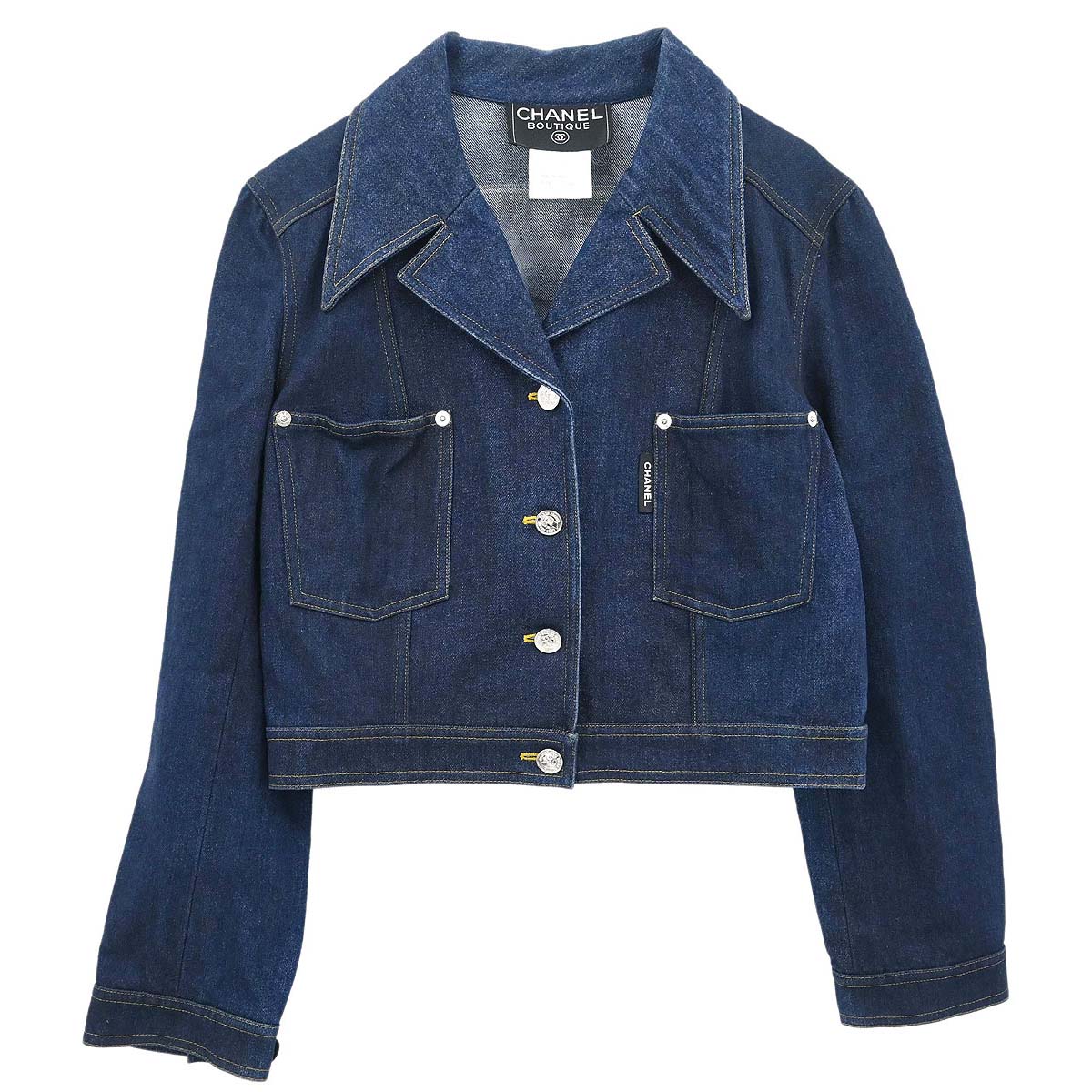 Chanel 1996 Single Breasted Denim Jacket Indigo #40