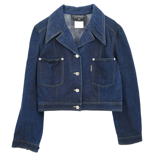Chanel 1996 Single Breasted Denim Jacket Indigo #40