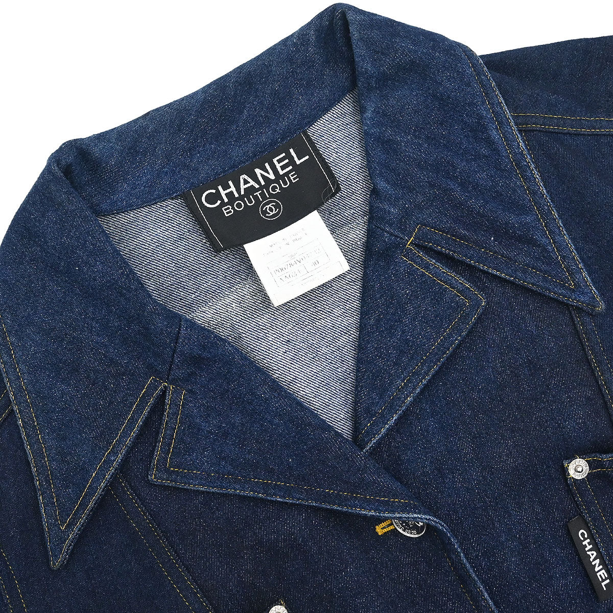 Chanel 1996 Single Breasted Denim Jacket Indigo #40