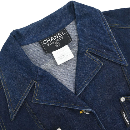 Chanel 1996 Single Breasted Denim Jacket Indigo #40