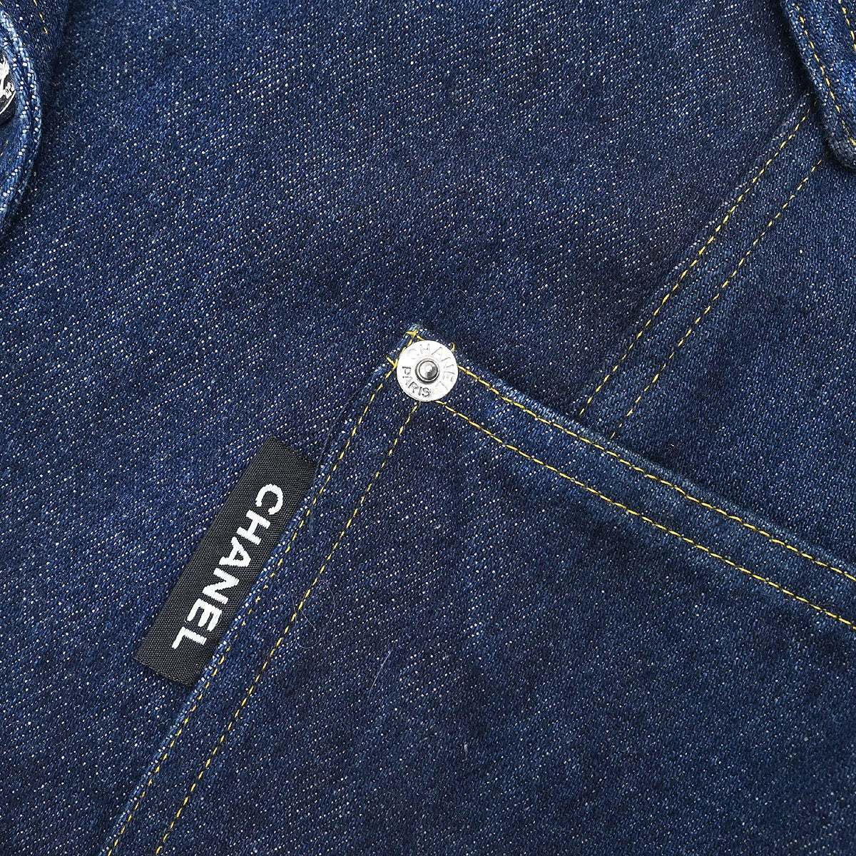 Chanel 1996 Single Breasted Denim Jacket Indigo #40