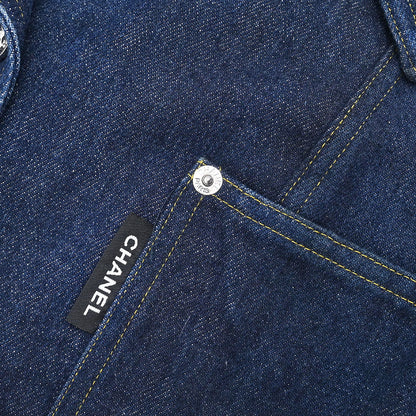 Chanel 1996 Single Breasted Denim Jacket Indigo #40