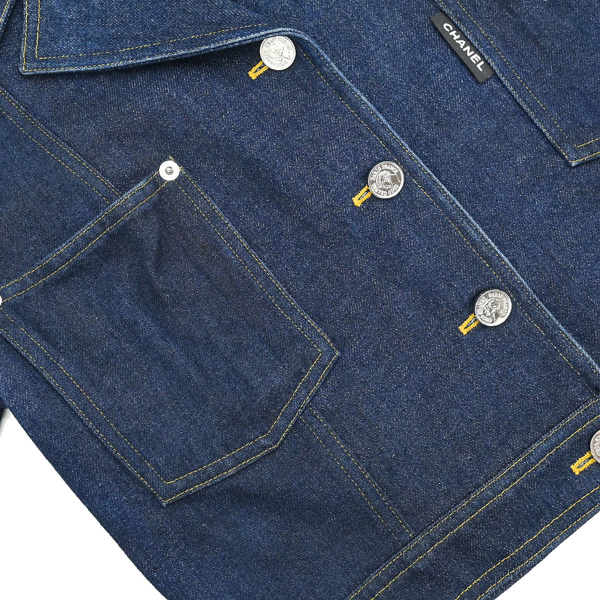 Chanel 1996 Single Breasted Denim Jacket Indigo #40
