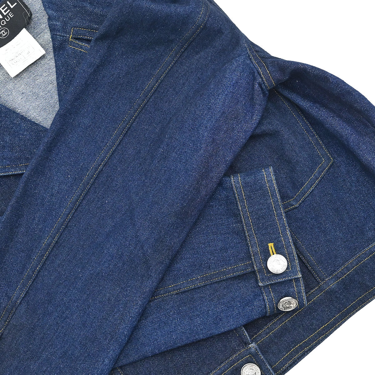 Chanel 1996 Single Breasted Denim Jacket Indigo #40