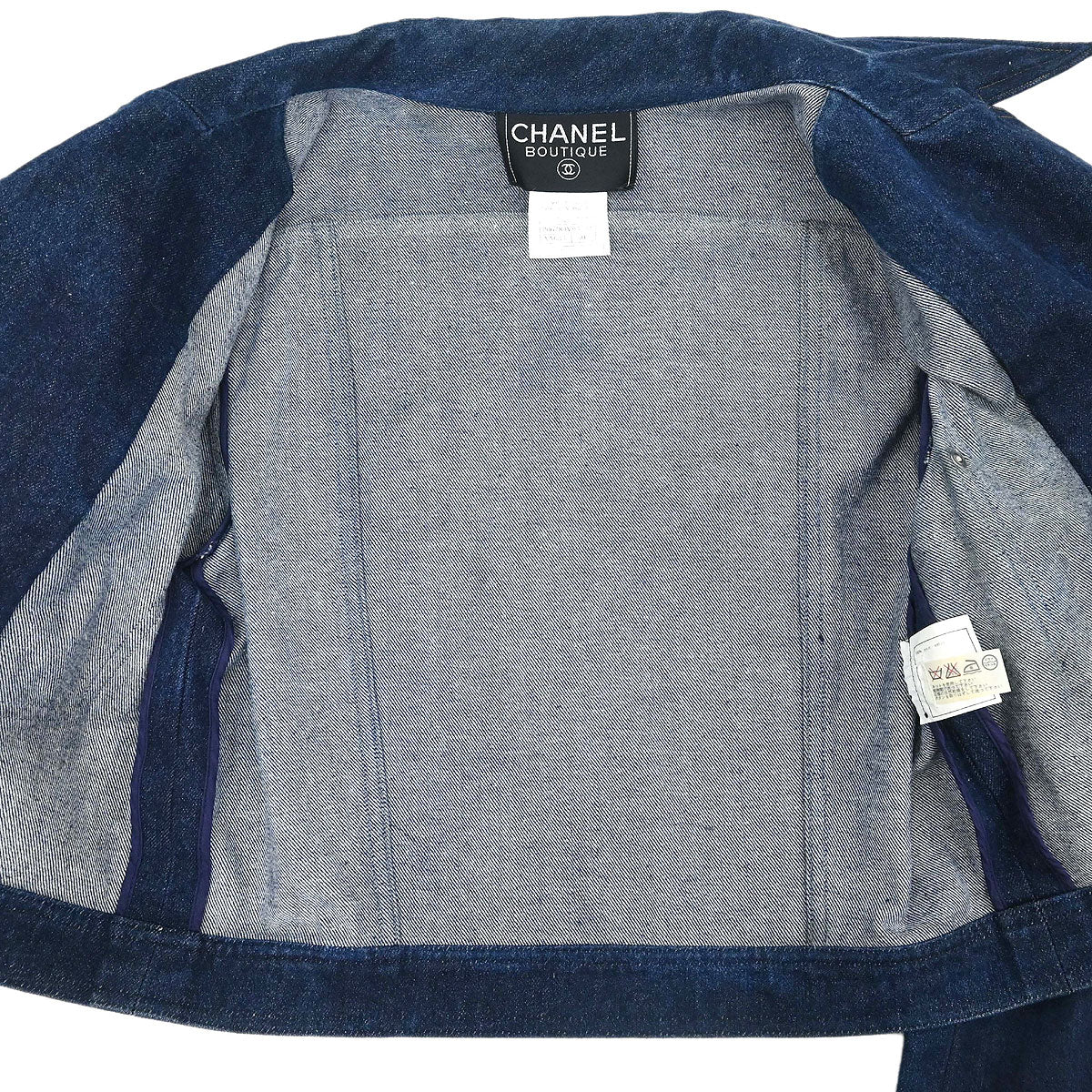 Chanel 1996 Single Breasted Denim Jacket Indigo #40
