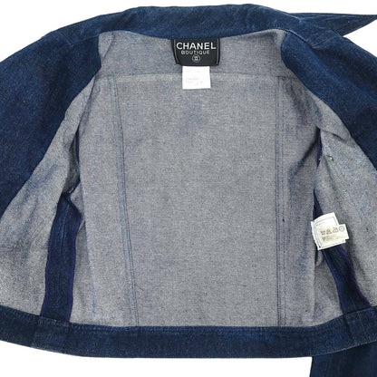 Chanel 1996 Single Breasted Denim Jacket Indigo #40