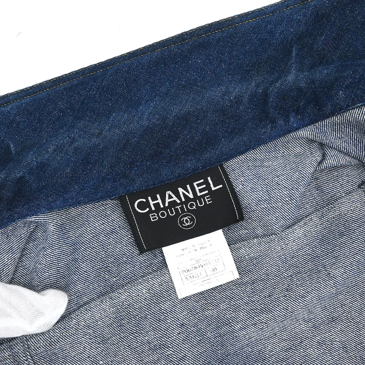 Chanel 1996 Single Breasted Denim Jacket Indigo #40