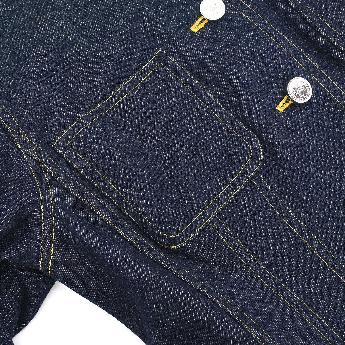 Chanel Single Breasted Collarless Denim Jacket Indigo