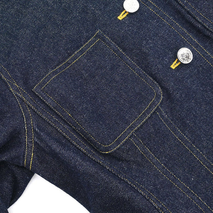 Chanel Single Breasted Collarless Denim Jacket Indigo