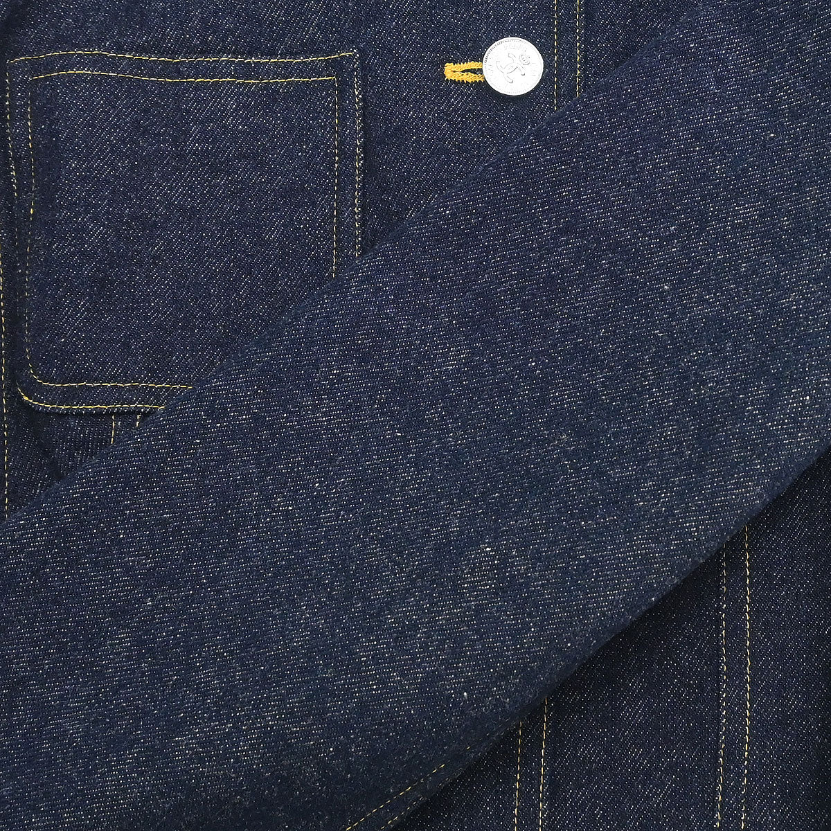 Chanel Single Breasted Collarless Denim Jacket Indigo