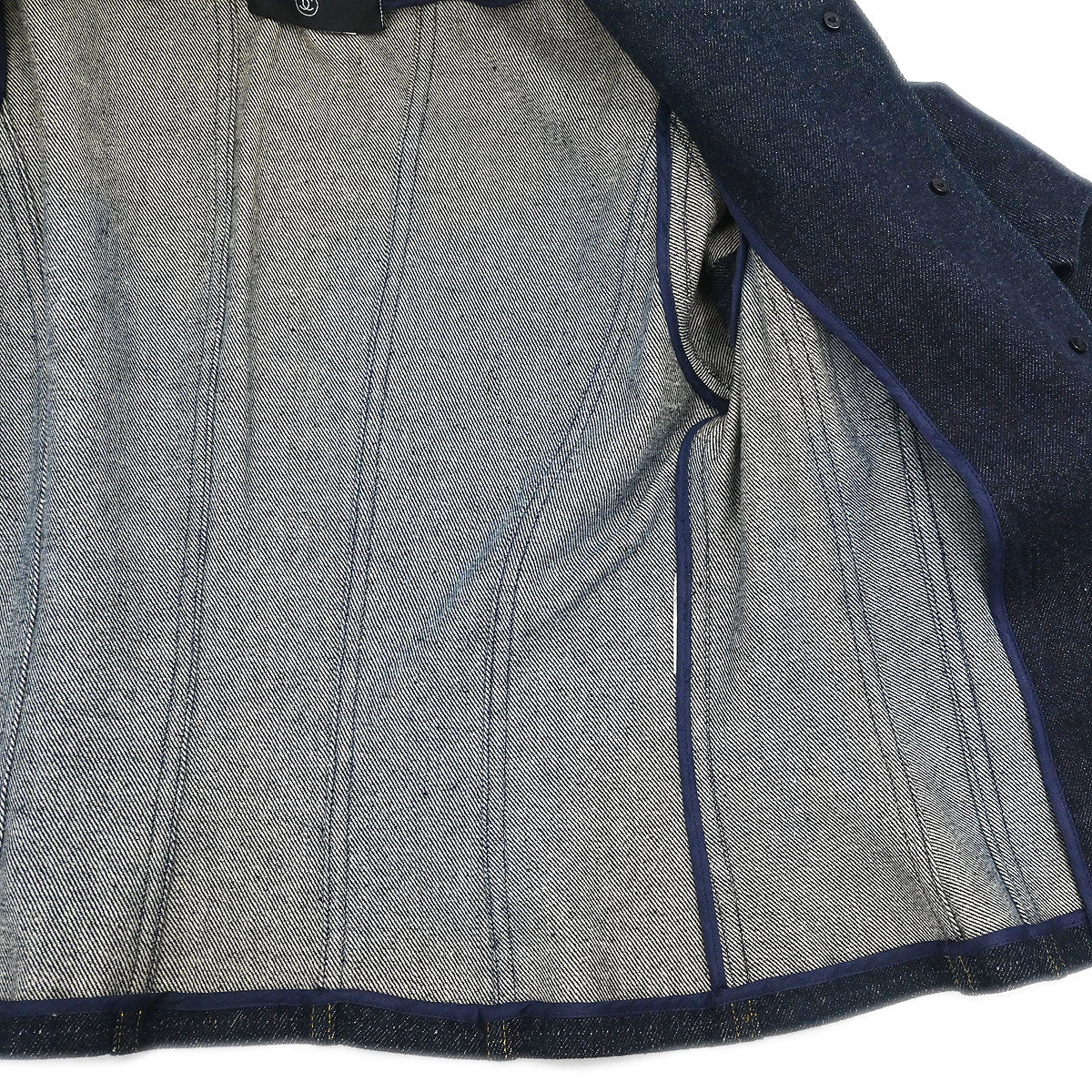 Chanel Single Breasted Collarless Denim Jacket Indigo