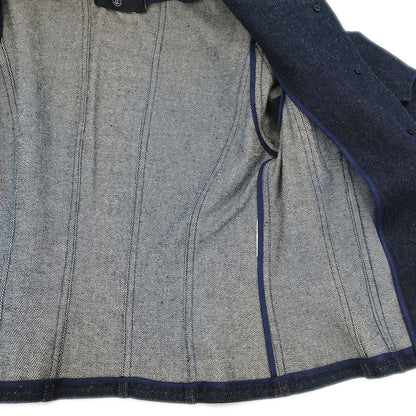 Chanel Single Breasted Collarless Denim Jacket Indigo