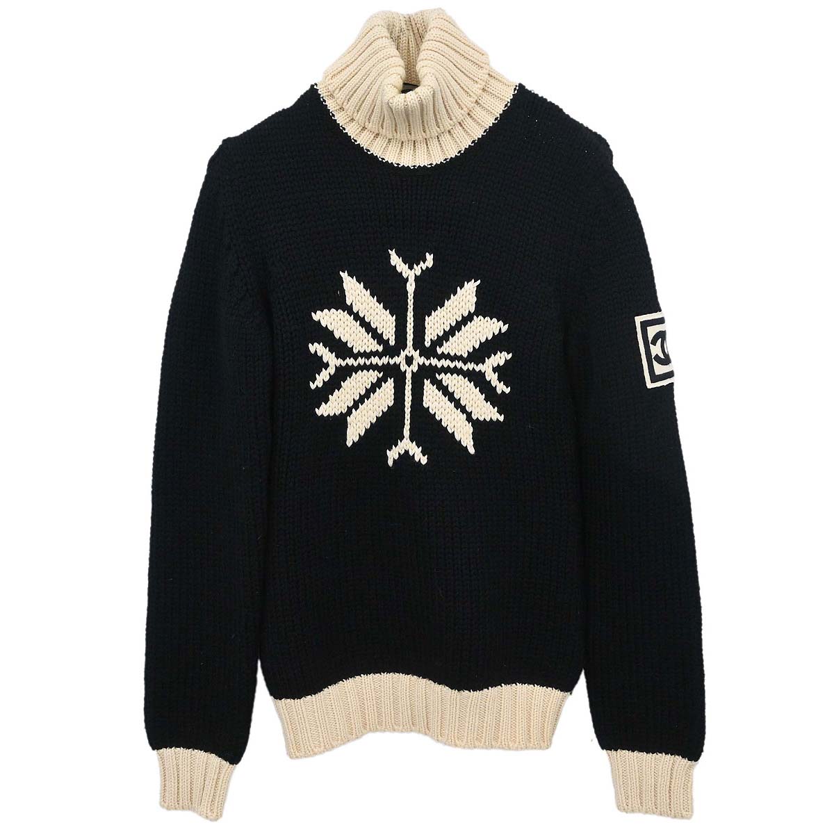 Chanel 2008 Sport Line Snowflake Sweater Knit Top Black #38