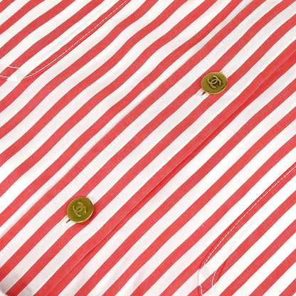 Chanel Striped Shirt Blouse Red