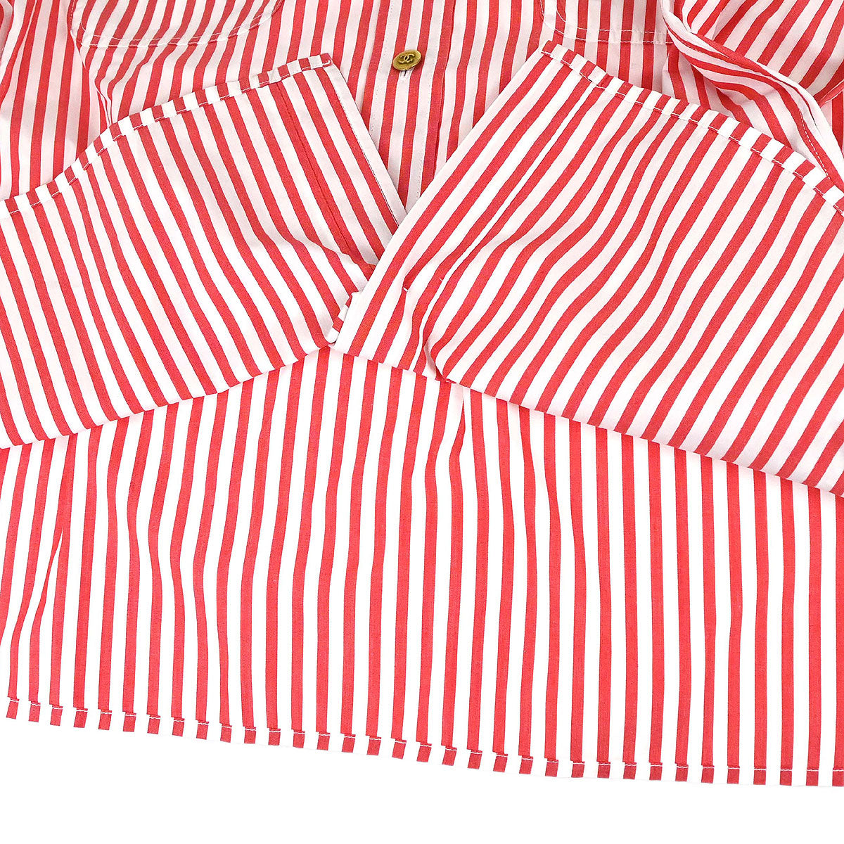 Chanel Striped Shirt Blouse Red