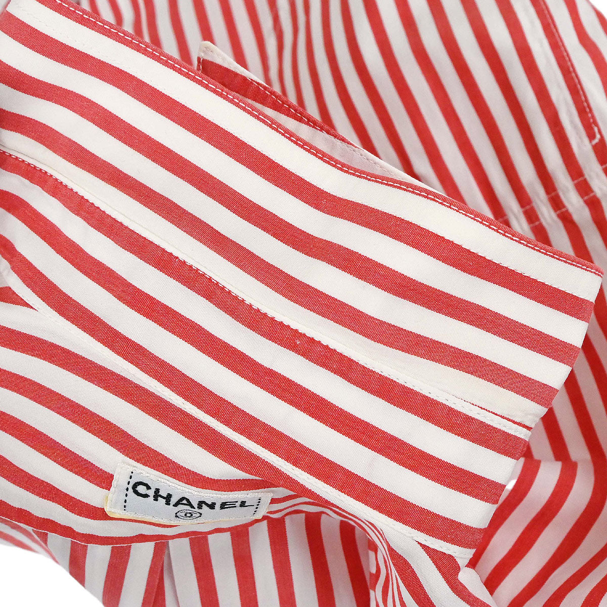 Chanel Striped Shirt Blouse Red