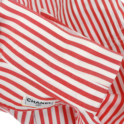 Chanel Striped Shirt Blouse Red