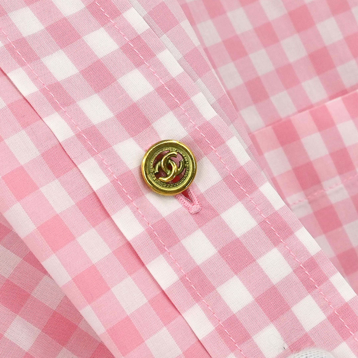 Chanel Blouse Shirt Gingham Check Pink