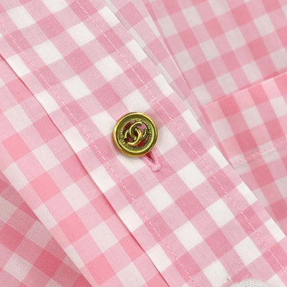 Chanel Blouse Shirt Gingham Check Pink