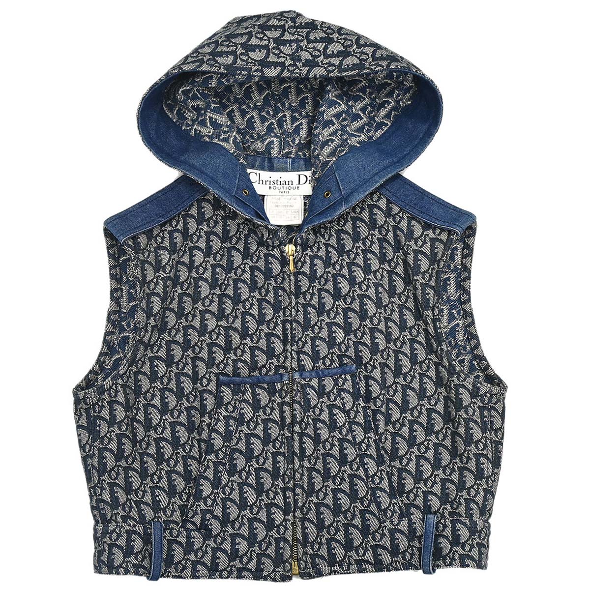 Christian Dior 2000 Zip Up Hooded Trotter Jacket Vest Navy #38
