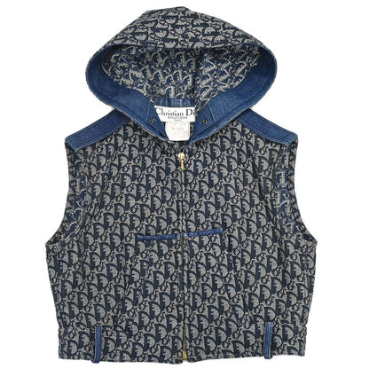 Christian Dior 2000 Zip Up Hooded Trotter Jacket Vest Navy #38