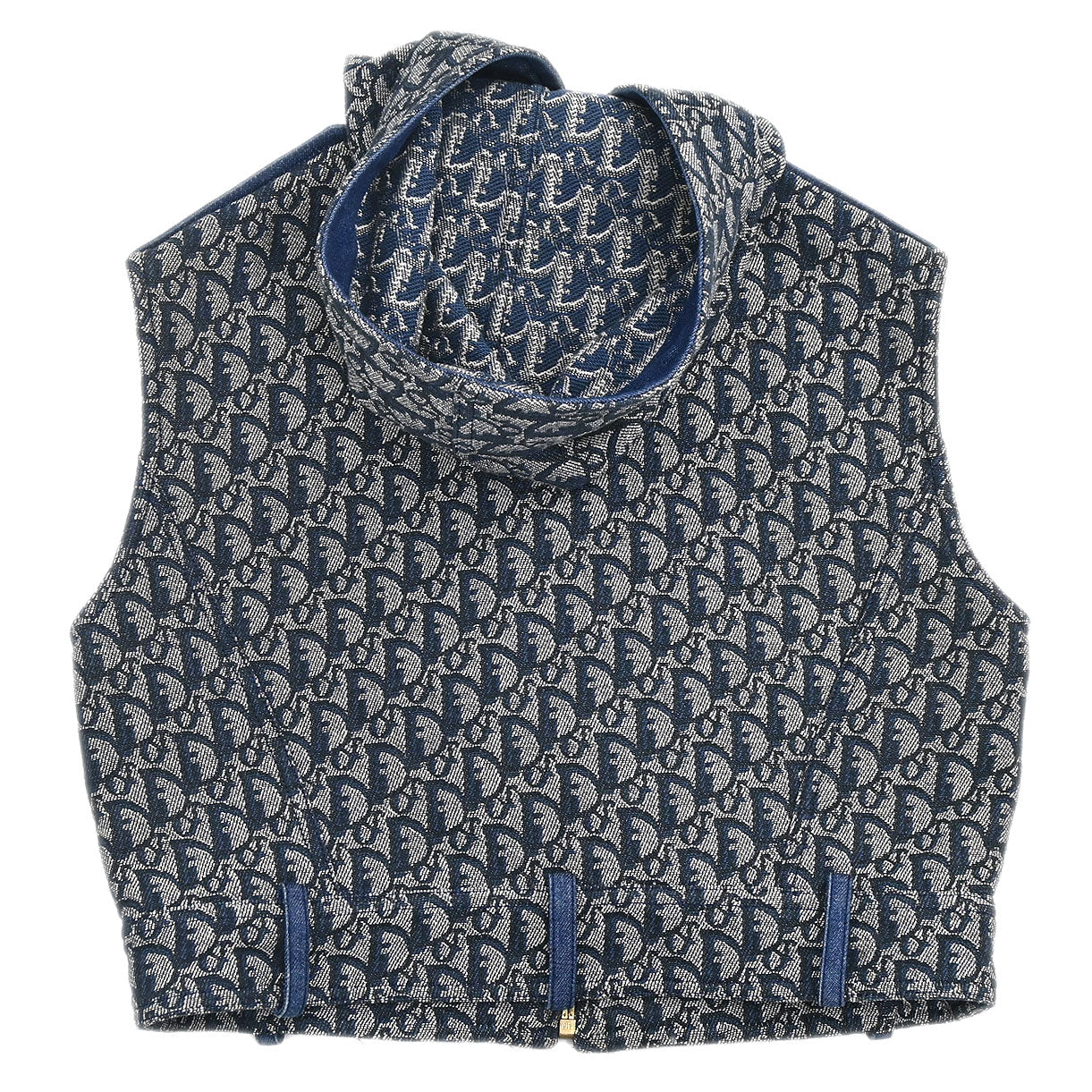 Christian Dior 2000 Zip Up Hooded Trotter Jacket Vest Navy #38