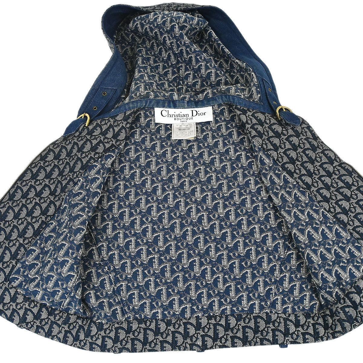 Christian Dior 2000 Zip Up Hooded Trotter Jacket Vest Navy #38
