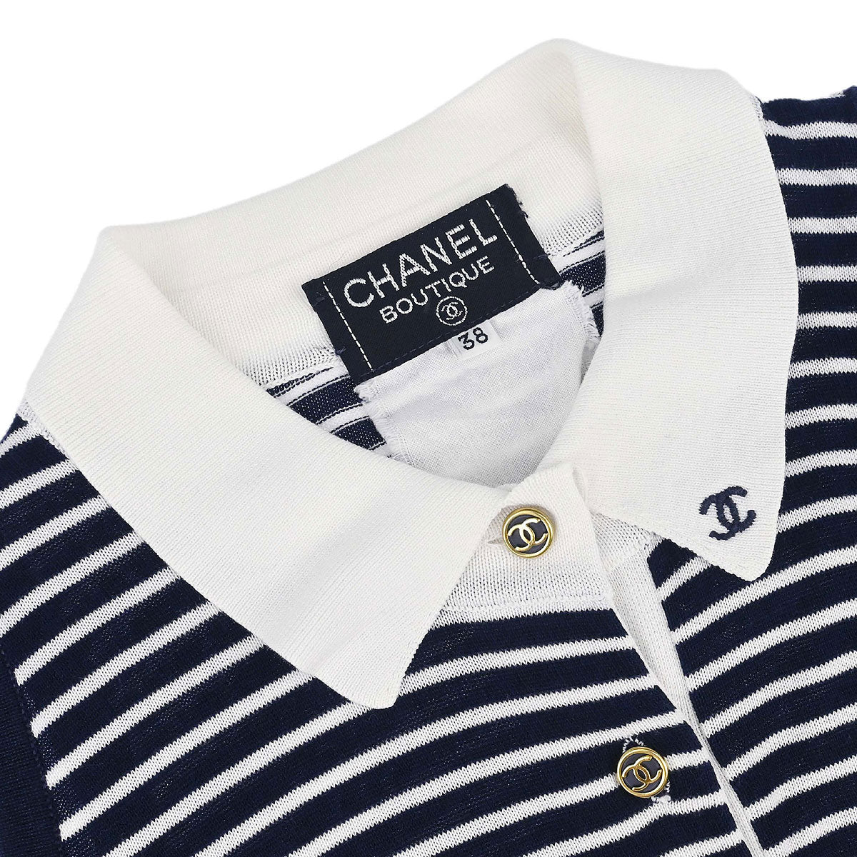 Chanel Striped Sleeveless Top Navy #38