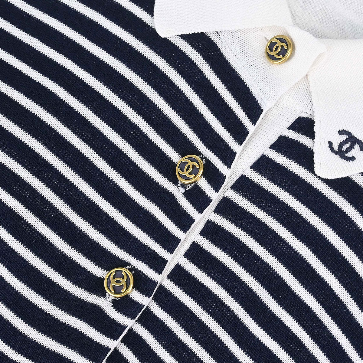 Chanel Striped Sleeveless Top Navy #38