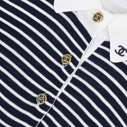 Chanel Striped Sleeveless Top Navy #38