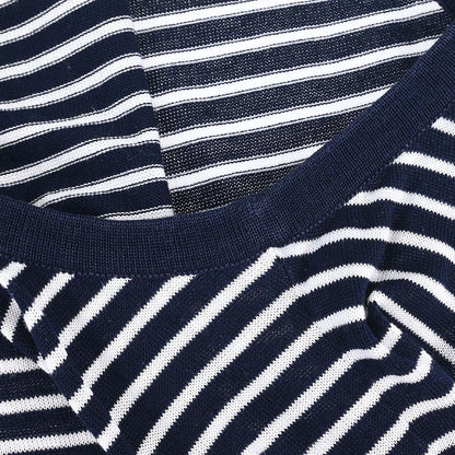 Chanel Striped Sleeveless Top Navy #38