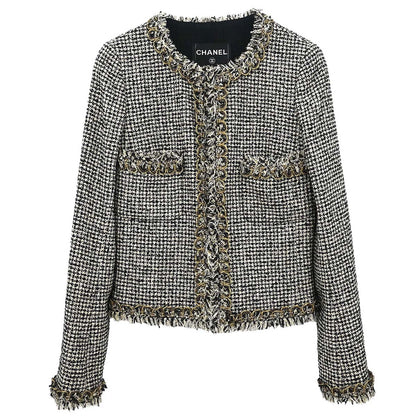 Chanel 2010 Collarless Tweed Jacket Black #34