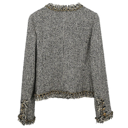 Chanel 2010 Collarless Tweed Jacket Black #34