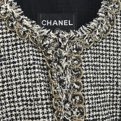 Chanel 2010 Collarless Tweed Jacket Black #34