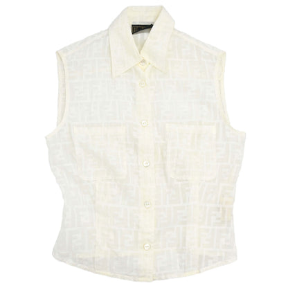 Fendi Sleeveless Sheer Top Shirt Zucca White #40