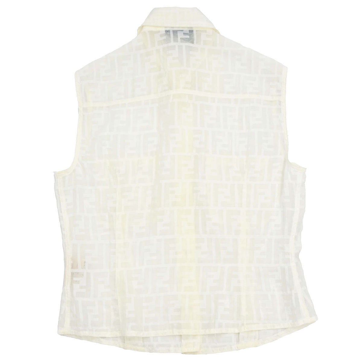 Fendi Sleeveless Sheer Top Shirt Zucca White #40