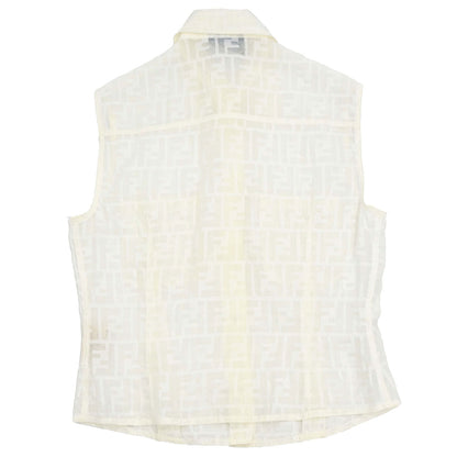 Fendi Sleeveless Sheer Top Shirt Zucca White #40