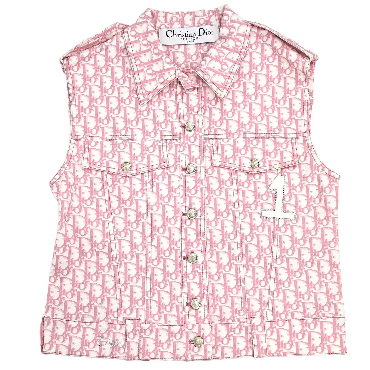 Christian Dior 2004 Single Breasted Trotter Jacket Vest Pink #40