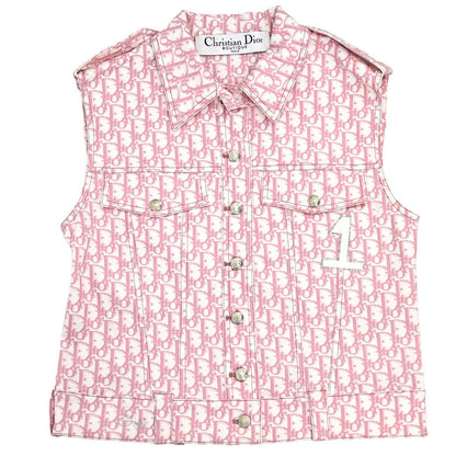 Christian Dior 2004 Single Breasted Trotter Jacket Vest Pink #40
