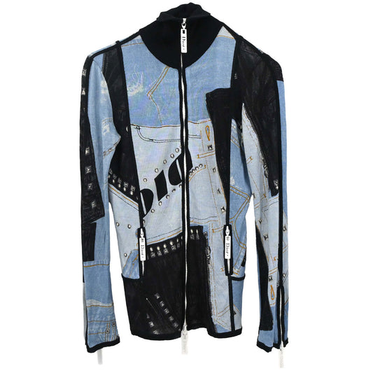 Christian Dior 2004 Zip Up Jacket Denim Print Light Blue #36