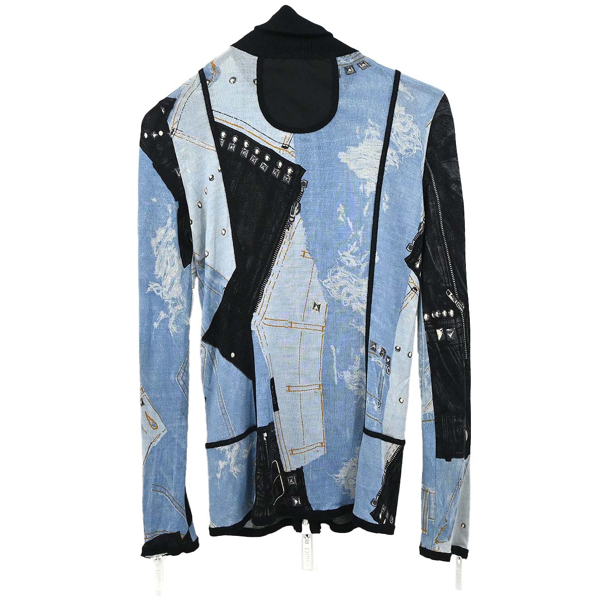 Christian Dior 2004 Zip Up Jacket Denim Print Light Blue #36